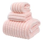 3-piece Candy Fleece Towel Set - Bath  Hand   Face Towels In Multiple Colors Usa