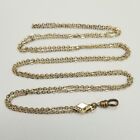 Long Vintage Watch Chain With Dog Clip And Slide  45 Inches Long Gold Filled