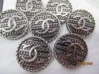 Lot Of Six  24 Mm Designer Cc Button Dark Silver Tone Chanel 6 Buttons