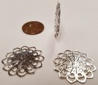 12 Vintage Steel Silver Filigree Snowflake 27mm Flat Metal Stamping Findings N60