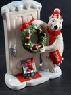 Coca-cola Brand Polar Bear Figurines - Bear Hanging Wreath At Front Door