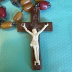 Vintage Catholic Irish Horn Rosary Ireland  Crucifix Christian Heart 32   