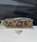 Wood Key Shaped Key Holder W  4 Keys Hooks Retro Wall Hanging Vintage Mcm 8   x3   