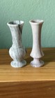 Pair Of Natural Stone Bud Vases 4 5    Gray   Lavender Marble Onyx Vintage