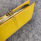 Vintage Bright Yellow Leather   Gold Frame Kiss-lock Wallet New 