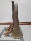 Vintage Brass And Copper Bugle With Braided Handle tassels Has Wear 