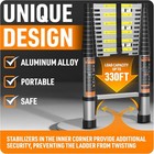 12 5ft Telescoping Aluminum Extension Ladder 330lb Folding Silver