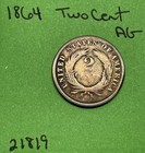 1864 Large Motto Two Cent 2c Piece Ag About Good