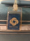 Samsonite Train Case Vintage 1960s Silhouette Hard Shell Blue Vinyl Luggage Tag