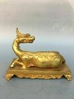 6 8   China Antique Brass Statue Old Bronze Gild Animal Beast Statue