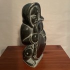 Vintage Inuit Hand Carved Soapstone Sculpture Eskimo In Traditional Clothing