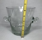 Tiffany   Co  Ice Bucket Glass Crystal Champagne Signed Vtg  Scroll Handles