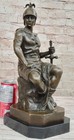 Signed Bronze Sculpture Roman Gladiator Nude Male Warrior Statue Collector Gift