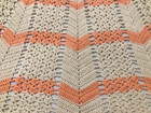 Vintage Handmade Crocheted Half Apron Ecru Coral Color Granny Cottagecore Retro