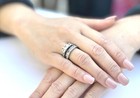 2 58ct Princess Cut Cz Womens Stainless Steel Wedding Engagement Set Rings
