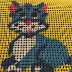 Vintage Canvas Cat 10x 12    Needlepoint Latch Hook 