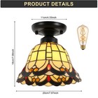 Tiffany Vintage Stained Glass Ceiling Light 20cm Drum Shade Flush Mount Fixture