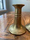 Antique Pair Of Solid Brass Candle Holders Tapered Design Heavyweight Decorative