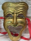 Vintage Solid Brass Tragedy   Comedy Masks Wall Set Smile Now Cry Later Masks
