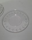 Vintage Lot Of 2 Clear Etched Glass 6 5  Bread Butter Dessert Plates Floral Leaf