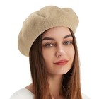 Wool Beret Hat French Beret Cap Winter Artist Painter Hat One Size Light Beige