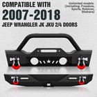 Front  rear Bumper For 2007-2018 Jeep Wrangler Jk Jku Unlimited W  Led Lights