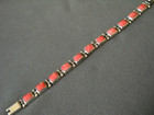 Southwestern Style Pink Rhodochrosite Mexican Sterlin Silver Panel Bracelet 7 6 