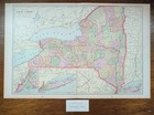 Vintage 1901 New York Map 22 x14  Old Antique Original Buffalo Niagara Falls Ny