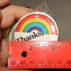 12 Vintage Thanks  Lord  Pin Buttons W  Rainbow  about 2  1 4  In Diameter  New