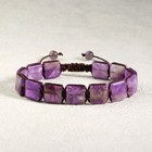 Square Amethyst Bracelet Purple Stone Crystal Adjustable Women Men Jewelry Gift