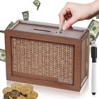 Money Saving Challenge Box Cash Vault Wooden Savings Box Cash Saver  10000
