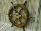 Wooden Wheel Nautical 18 inch Ship s Time Heavy Solid Brass Porthole Quartz Gift