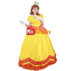Women Princess Cosplay Costume Yellow Daisy Dress Fullset With Crown Petticoat