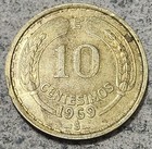 Chile          Ten  10  Cent  simos Coin 1969