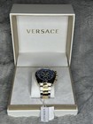 Versace Men s Chronograph Quartz Date Blue Dial Two-tone Bracelet 45mm