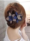 5 Pack Decorative Sparkly Rhinestone Double Flower Hair Clips For Women Girls