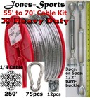 Jones-sports Batting Cage Cable Suspension Kit 70  X-heavy Duty Indoor outdoor