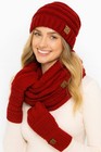 C c 3pc Set Warm Chunky Soft Stretch Cable Slouchy Beanie Gloves And Scarf Set