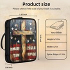 Large Canvas Bible Cover Case American Flag Cross Water-resistant Handle Pockets