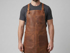 Handmade Brown Leather Apron Bbq Grilling Chef Work Tool Aprons With Pockets