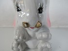 Vintage Porcelain Ceramic Elephant Coin Bank Trunk Up White Pink With Ribbon
