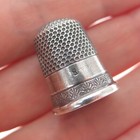 925 Sterling Silver Antique Art Deco Engraved Sewing Thimble Size 8