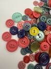 Estate Lot Vtg Sewing Buttons Flower Pink  Green  Blue  Yellow 1 4 Lb Colorful