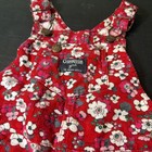 Vintage Oshkosh Bgosh 12m Red Corduroy Floral Cherry Blossom Vestbak Overalls