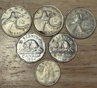 Canadian Coins Quarters Nickels Dime Silver Lot Of 6 1943 - 1962