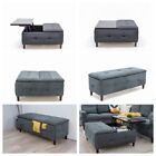 Upholstered Footstool With Storage Bench Chair Ottoman Pouffe Seat Stool Box