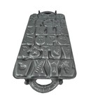 Vintage John Wright Cast Iron Alphabet Cookie Mold Tray Usa Pan Rustic Decor