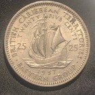 1957 British Caribbean Territories 25 Cents Copper-nickel Coin - Xf  extra Fine 