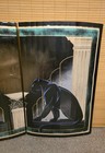 Vintage Large Mcm Postmodern Jon Gilmore Black Panther Wall Art Pair 