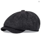 Men s Newsboy Button Top Ascot Ivy Cabbie Hat Gatsby Cap Plaid Pu Leather New